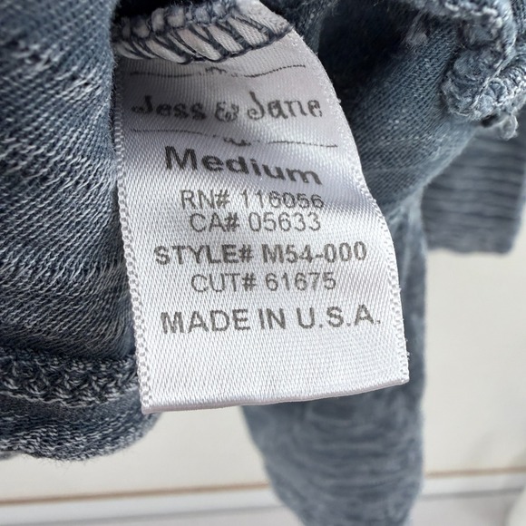 Jess and Jane Tunic Top Womens Medium Gray Floral Shirt Texture Mineral Boho USA - Picture 10 of 10